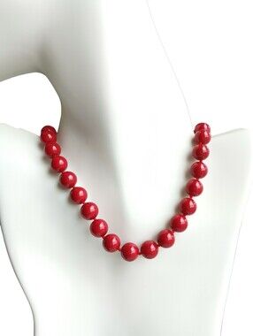 Red Agate Bead Necklace 18" 🆕